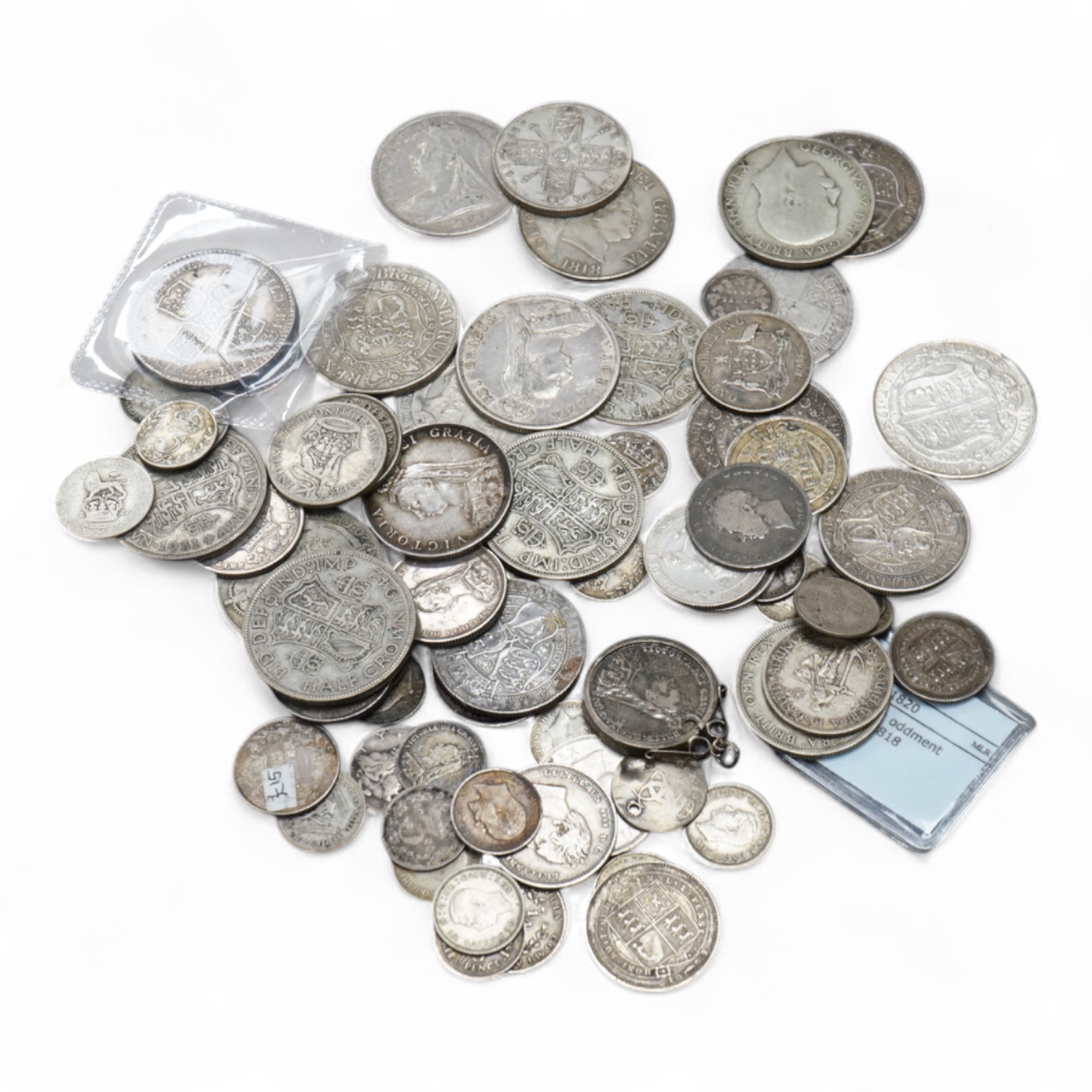 British silver coins, George III to George VI, including George II half crown, 1745, Lima, fine or better, numerous Victoria to George V halfcrowns and florins